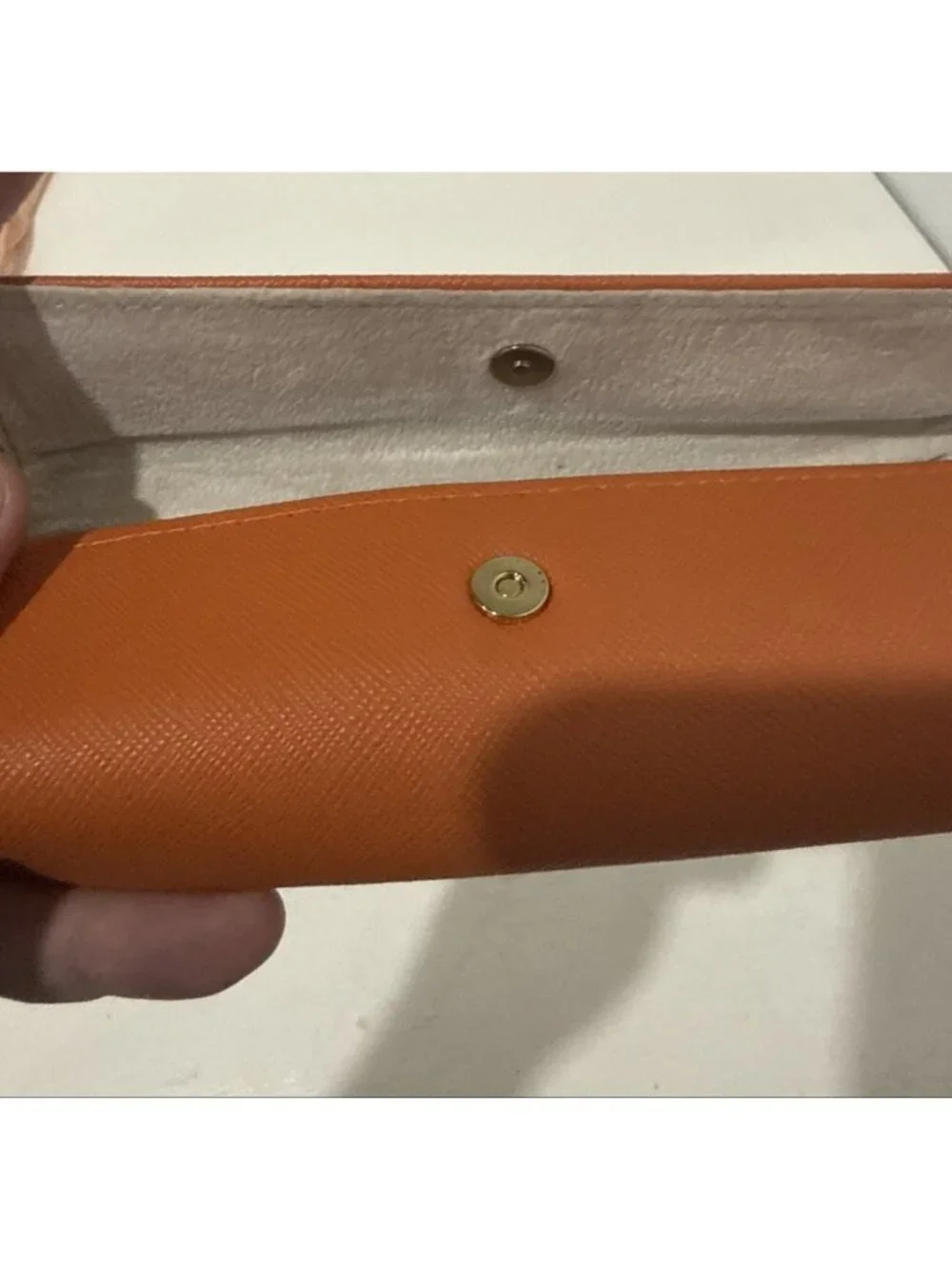 Tory Burch Small Sun Glasses / Eye Glasses Magnetic Thin Case Orange Leather